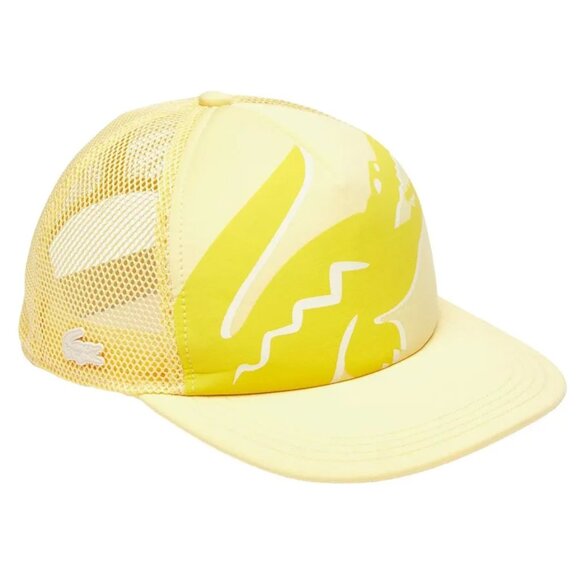 Lacoste Crocodile Snapback Adjustable Trucker Hat Cap Yellow Mesh Adult OSFA NEW - Picture 1 of 6